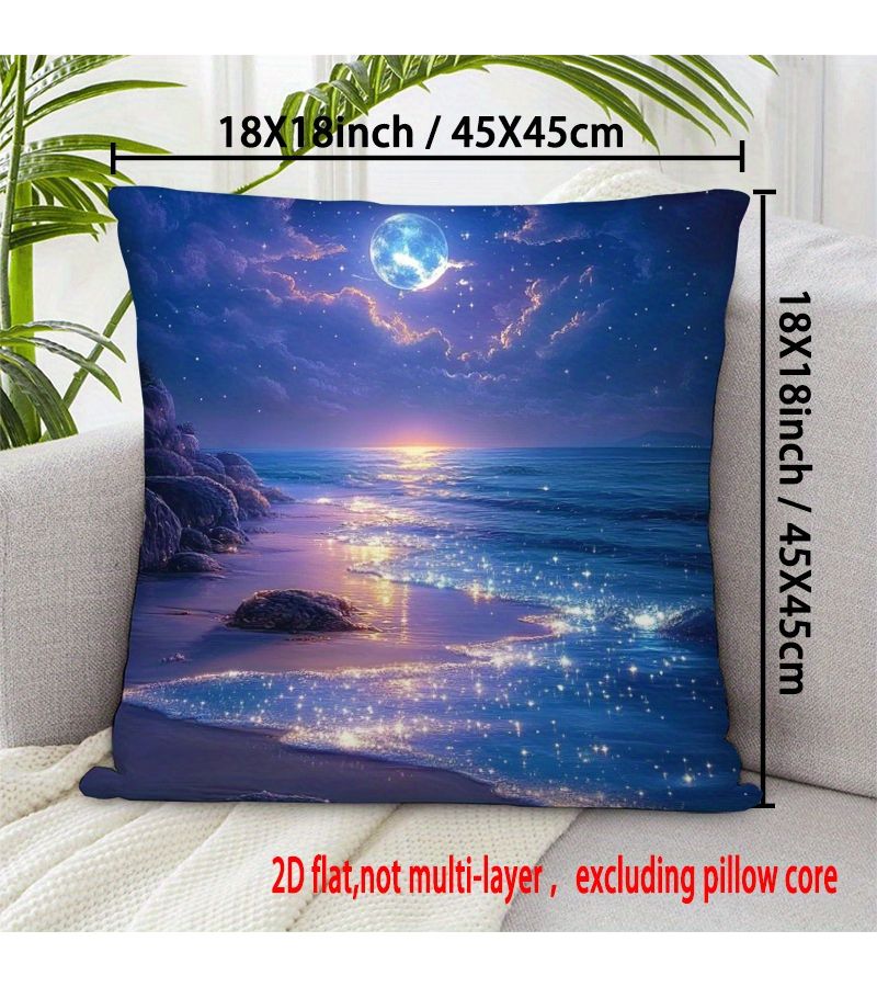 2D Printed Star Beach Pillow Cover 18x18 Inch Double Sided Throw Cushion Case - Image 3
