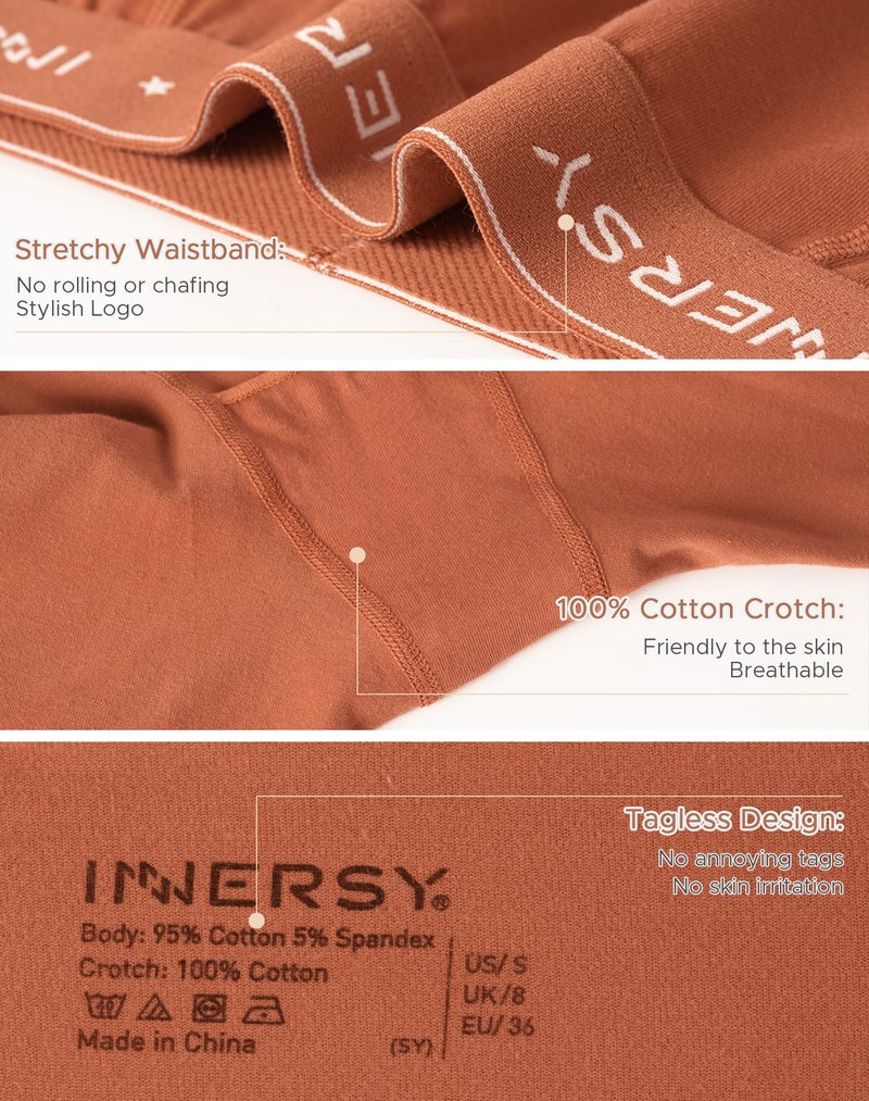 INNERSY Women's 4" Inseam Boxers Briefs Cotton Boyshorts Underwear Ladies Panties 3-Pack(Maple Brown,Large) - Image 5
