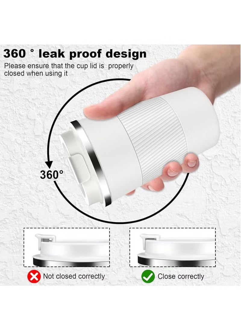 عربست كوب قهوة من الفولاذ المقاوم للصدأ بسعة 510 مل، كوب سفر معزول بالفراغ للاستخدام في المنزل والمكتب والأماكن الخارجية، رائع للمشروبات المثلجة والمشروبات الساخنة (أبيض) - Image 3