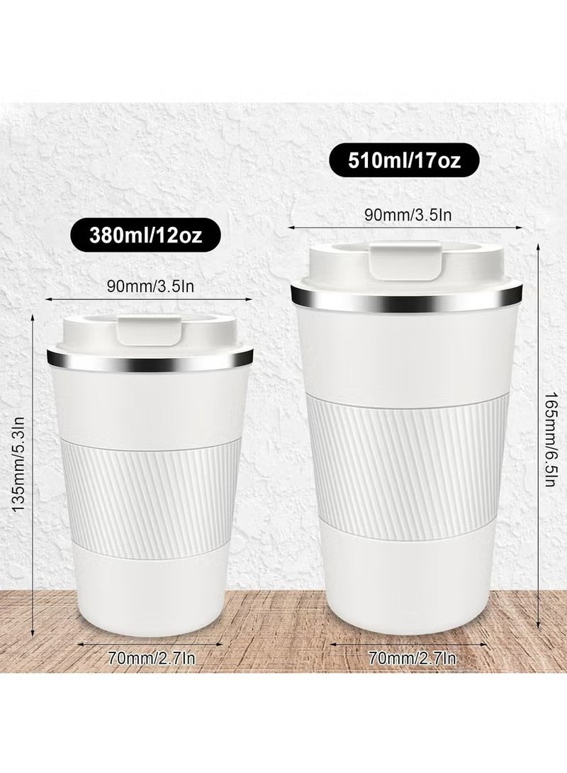 عربست كوب قهوة من الفولاذ المقاوم للصدأ بسعة 510 مل، كوب سفر معزول بالفراغ للاستخدام في المنزل والمكتب والأماكن الخارجية، رائع للمشروبات المثلجة والمشروبات الساخنة (أبيض) - Image 5