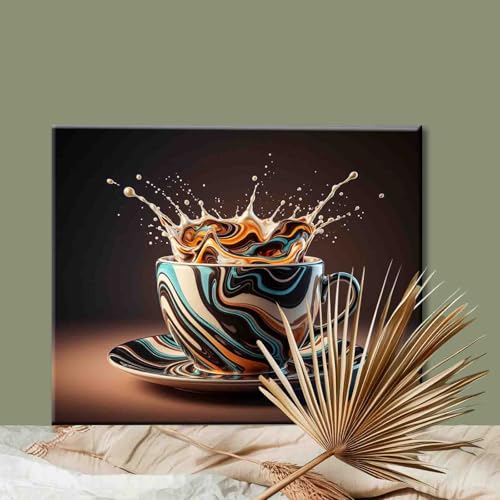 Aihonmin DIY Paint by NumbersFunny CoffeeColorful Canvas Oil Painting Kit for Kids Adults 16X20 inches Drawing Paintwork Acrylic Pigmentfor Home Living Room Decorative Painting Without Frame - Image 3