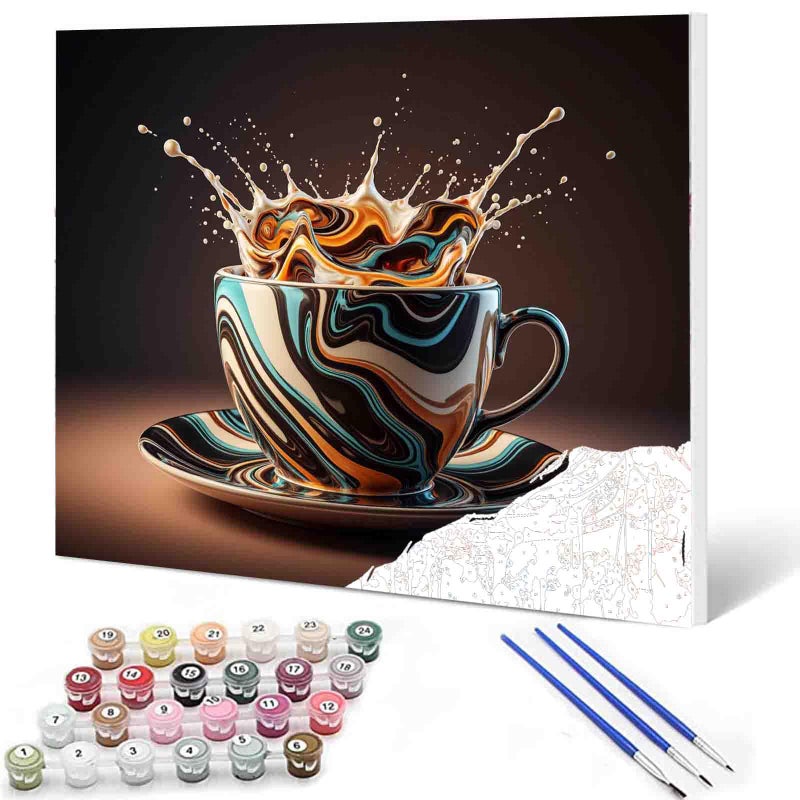 Aihonmin DIY Paint by NumbersFunny CoffeeColorful Canvas Oil Painting Kit for Kids Adults 16X20 inches Drawing Paintwork Acrylic Pigmentfor Home Living Room Decorative Painting Without Frame - Image 2