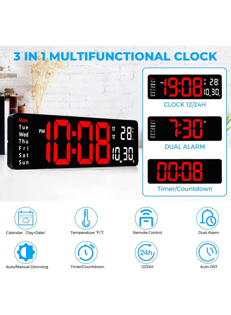 Sukeen LED Digital Alarm Clock with Large Display, Temperature & Date – Remote Control Desk/Table Clock (Model 6629) - Image 2