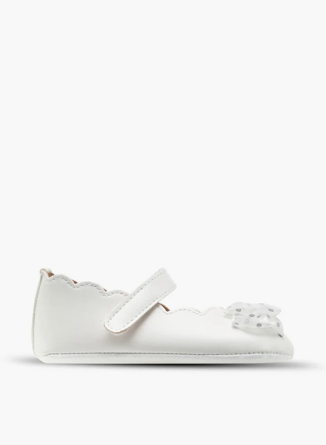 Barefeet Bow Accent Booties with Hook and Loop Closure