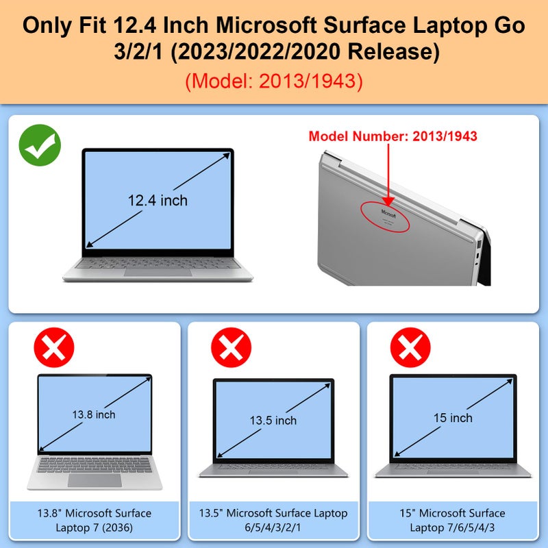 Fintie Case for 12.4 Inch Microsoft Surface Laptop Go 3/2/1 (2023/2022/2020) Model: 2013 1943 - Protective Snap On Hard Shell Cover, Crystal Clear - Image 2
