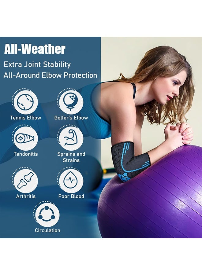 JIAROU 2 Pack Elbow Brace-Adjustable Support，Elbow Compression Sleeve Wraps Pads for Tendonitis Arthritis Bursitis, Reduce Joint Pain During Tennis Volleyball Baseball Weightlifting Golfers Workout(Blue) - Image 4