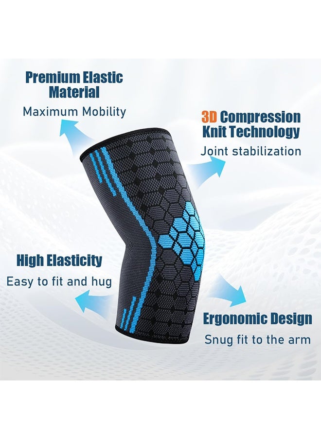 JIAROU 2 Pack Elbow Brace-Adjustable Support，Elbow Compression Sleeve Wraps Pads for Tendonitis Arthritis Bursitis, Reduce Joint Pain During Tennis Volleyball Baseball Weightlifting Golfers Workout(Blue) - Image 3