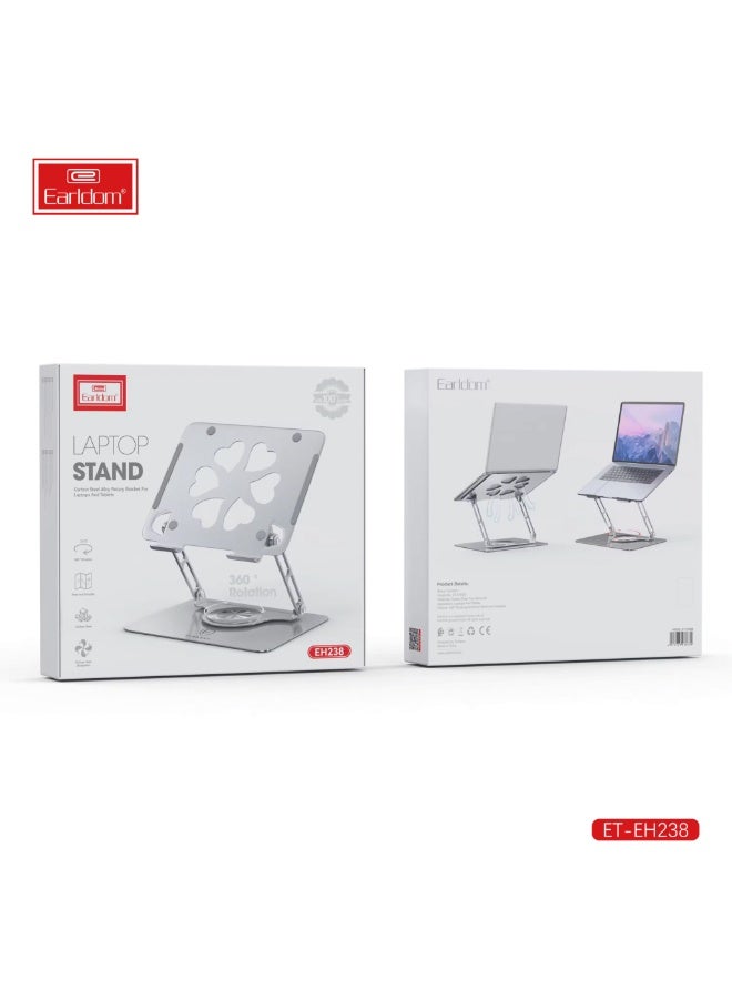 Earldom EH238 Carbon Steel Laptop Stand – 360° Adjustable Rotating Stand, Foldable & Durable for Laptops and Tablets - Image 1