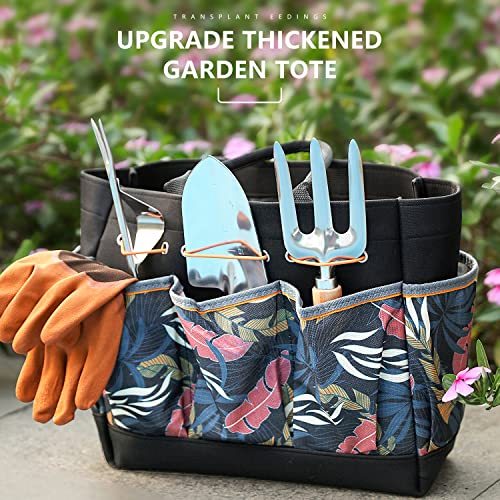 Grenebo Gardening Tools 9Piece Heavy Duty Garden Hand Tools with Fashion and Durable Garden Tools Organizer Handbag RustProof Garden Tool Set Ideal Gardening Gifts for Women Pink - Image 3