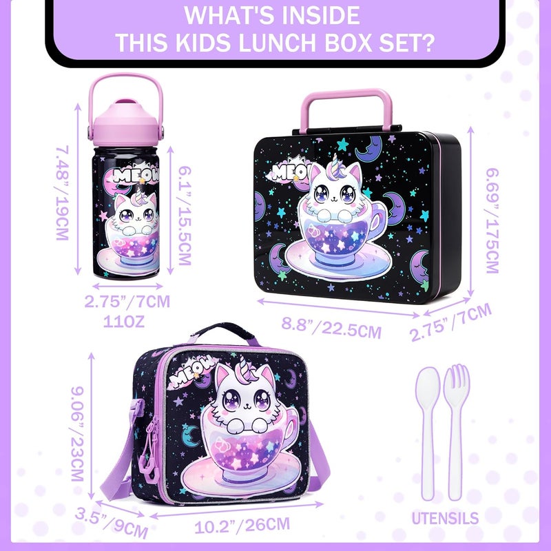 Oruiji Lunch Box for Girls Bento Box for Kids with Lunch Bag,Stainless Steel Water Bottle,Ice Pack Set Birthday Gifts for Ages 3-12 Back to School Toddler Girls - Image 2