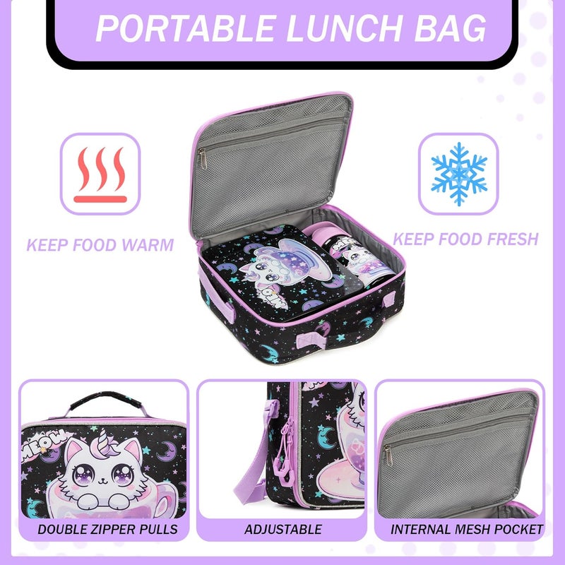 Oruiji Lunch Box for Girls Bento Box for Kids with Lunch Bag,Stainless Steel Water Bottle,Ice Pack Set Birthday Gifts for Ages 3-12 Back to School Toddler Girls - Image 3