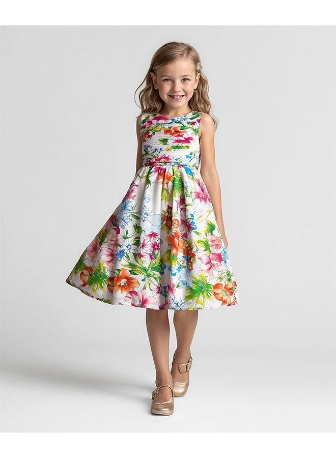 Mark & Mia Mark & Mia Sleeveless Floral Printed Pleated Party Dress - Multicolor