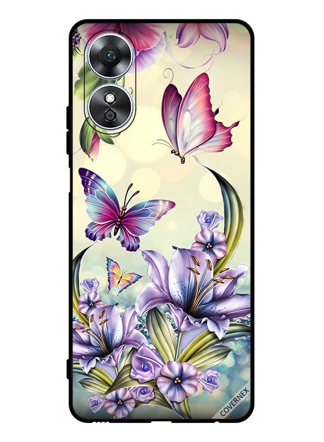 Covernex Protective Case Cover For Oppo A17 Purple Flowers & Butterflies - Image 1