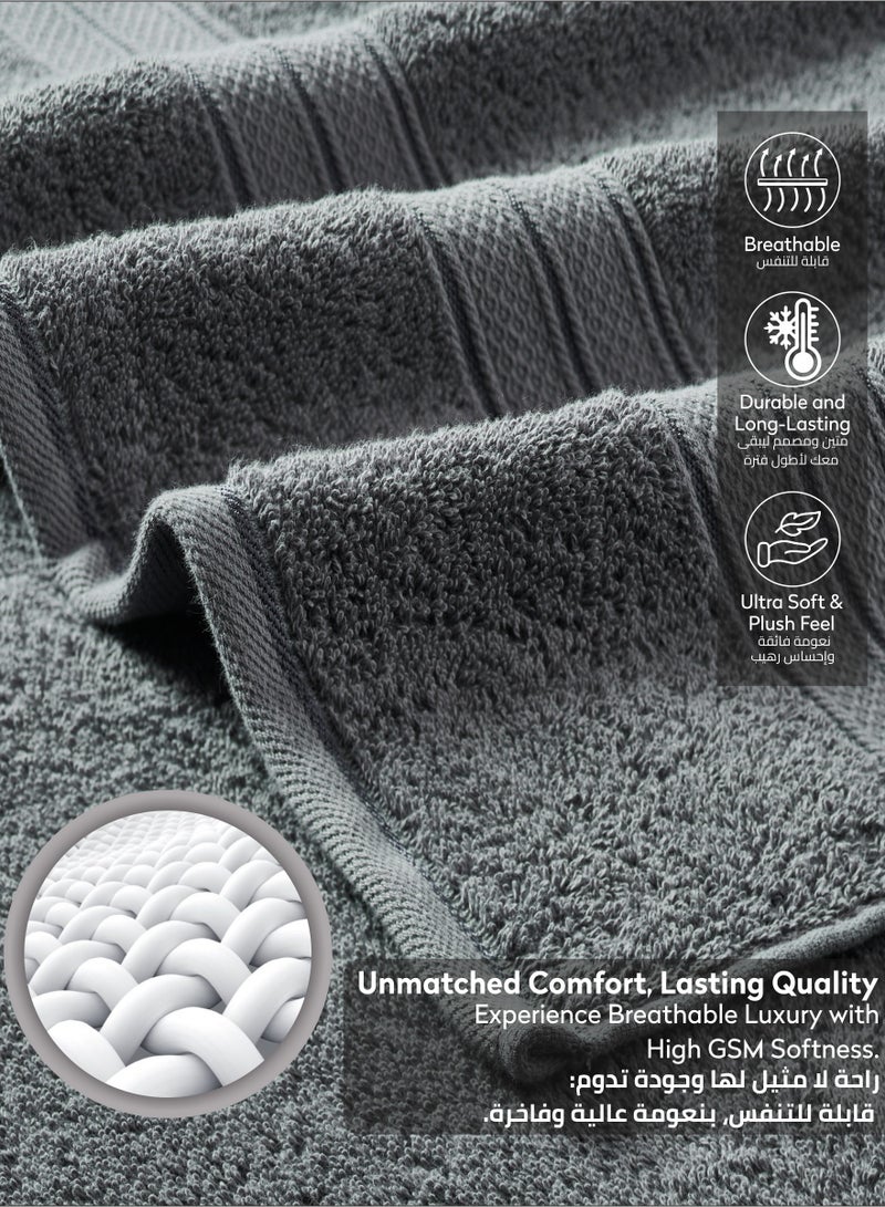 Donetella Premium Towel 3-Pcs Set, 100% Combed Cotton 600 GSM, Highly Absorbent, Quick Dry Towel Set Include 1 Bath Towel, 1 Bath Sheet, 1 Hand Towel, Best Set for Bathroom Gym, Hotel And Spa,Grey  - Image 5