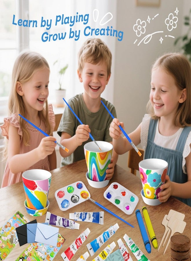 Ozzagar Kids Gardening Set Paint and Plant Flower Gardening Kit with 3 Pots, Kids Garden Flower Growing Kit Arts and Crafts Toys Gifts for Girls Boys Children Toys Gift for Girls Boys Ages 5 6 7 8 9 10 11 12 - Image 5