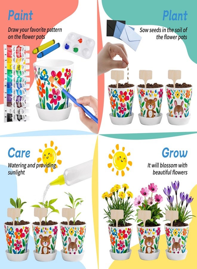 Ozzagar Kids Gardening Set Paint and Plant Flower Gardening Kit with 3 Pots, Kids Garden Flower Growing Kit Arts and Crafts Toys Gifts for Girls Boys Children Toys Gift for Girls Boys Ages 5 6 7 8 9 10 11 12 - Image 3