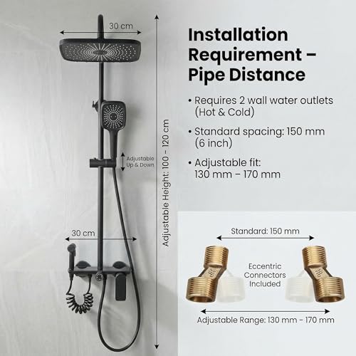 InArt Premium Brass Wall Mount Shower Set – Elegant 4-Function Mixer System for Ultimate Bathing Experience - Image 4