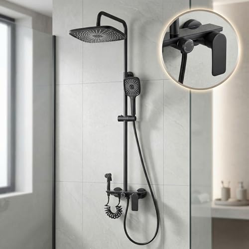 InArt Premium Brass Wall Mount Shower Set – Elegant 4-Function Mixer System for Ultimate Bathing Experience - Image 1