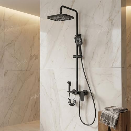 InArt Premium Brass Wall Mount Shower Set – Elegant 4-Function Mixer System for Ultimate Bathing Experience - Image 2