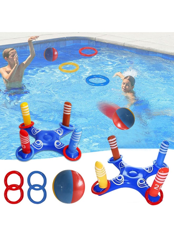 Summer Independence Day Party Cross Ring Game Suit Multiplayer Pool Game Family Pool Toy-Color:Cross Ring Game Set  - Image 2