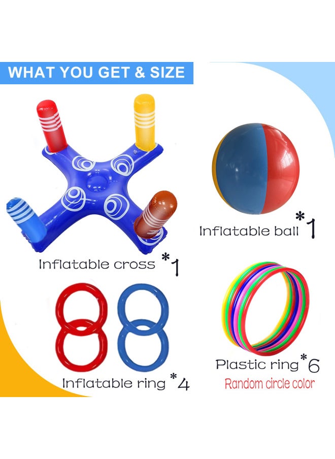 Summer Independence Day Party Cross Ring Game Suit Multiplayer Pool Game Family Pool Toy-Color:Cross Ring Game Set  - Image 1