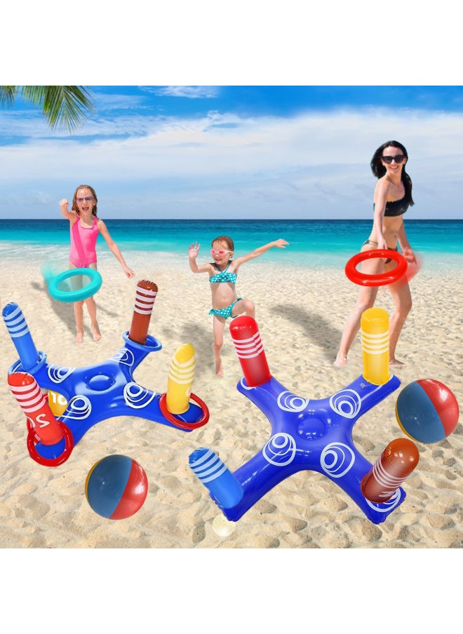 Summer Independence Day Party Cross Ring Game Suit Multiplayer Pool Game Family Pool Toy-Color:Cross Ring Game Set  - Image 4