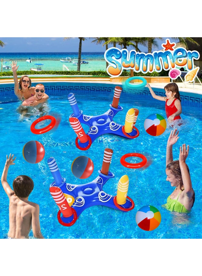 Summer Independence Day Party Cross Ring Game Suit Multiplayer Pool Game Family Pool Toy-Color:Cross Ring Game Set  - Image 5