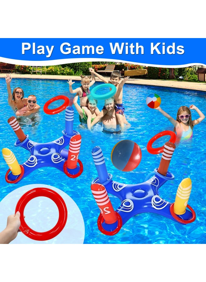 Summer Independence Day Party Cross Ring Game Suit Multiplayer Pool Game Family Pool Toy-Color:Cross Ring Game Set  - Image 3