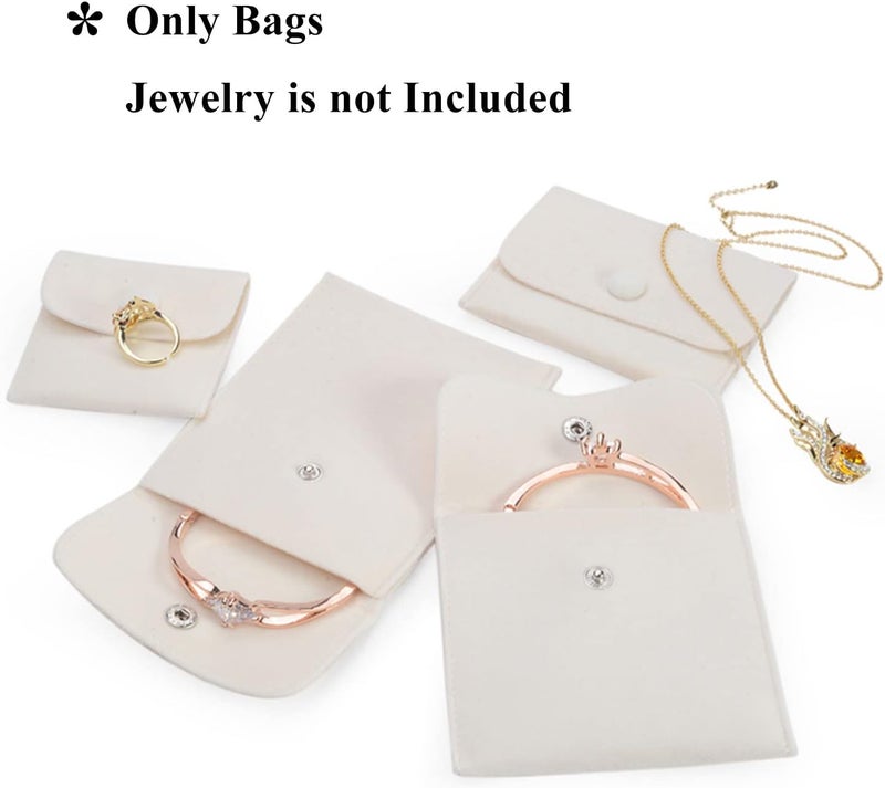 Hsiwto Pack of 10 Velvet Jewelry Pouch Storage Bags Portable Jewelry Gift Bag With Snap Button, Small Cream - Image 5