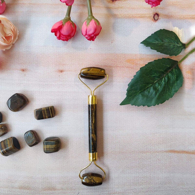 Shubhanjali Shubhanjali Tiger Eye Jade Roller For FaceNatural Handmade Crafted Facial Massager Tool For Anti Aging SkincareTiger Eye Massage RollerFacial Roller for FaceNeck Healing Massage Roller  - Image 2
