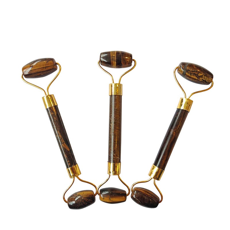 Shubhanjali Shubhanjali Tiger Eye Jade Roller For FaceNatural Handmade Crafted Facial Massager Tool For Anti Aging SkincareTiger Eye Massage RollerFacial Roller for FaceNeck Healing Massage Roller  - Image 3
