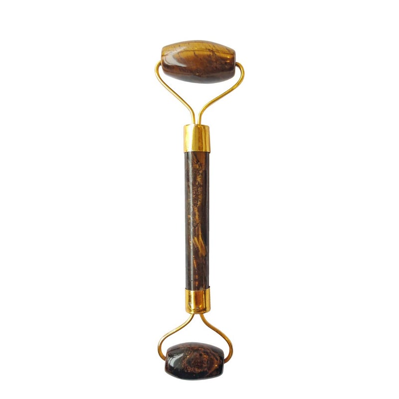 Shubhanjali Shubhanjali Tiger Eye Jade Roller For FaceNatural Handmade Crafted Facial Massager Tool For Anti Aging SkincareTiger Eye Massage RollerFacial Roller for FaceNeck Healing Massage Roller  - Image 1