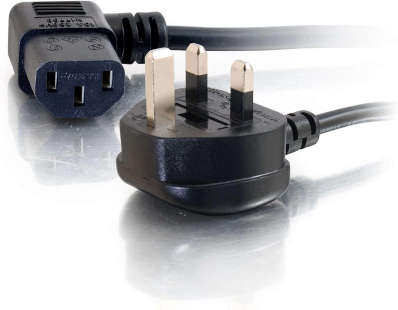 سي2جي 82034 0.5 متر كابل طاقة بزاوية 90 درجة 18 AWG (من IEC320C13R إلى BS1363) سلك غلاية بزاوية قائمة، أسود - Image 1
