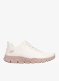 SKECHERS WHITE KNIT/PINK TRIM