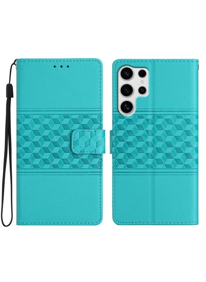 Zaboon - For Samsung Galaxy S25 Ultra 5G Diamond Embossed Skin Feel Leather Phone Case(Blue) - Image 1
