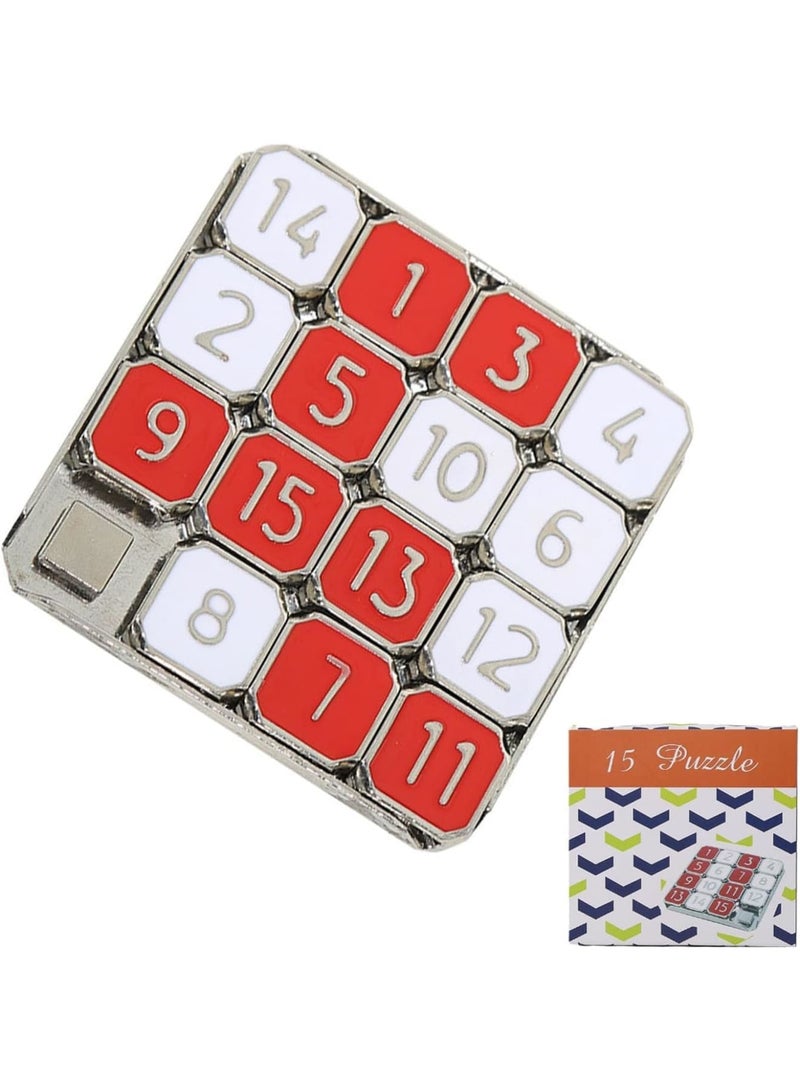 SYOSI Number Sliding Puzzle, 15 Puzzle Metal Brain Teaser Game, Educational Learning Toy for Kids Adults, Develops Logic Problem Solving and Cognitive Skills - Image 1