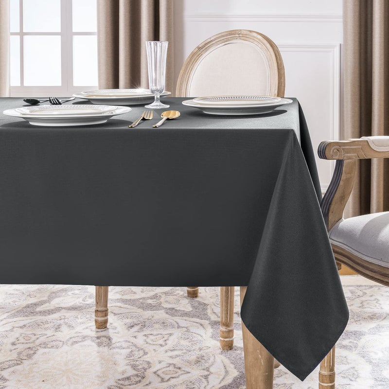 Softalker Rectangle Tablecloth  Waterproof & Stain Resistant Table Cloths Wrinkle Free Fabric Washable 210GSM Polyester Table Cover for Dining/Party/Outdoor - 60 x 84 inch Grey - Image 3