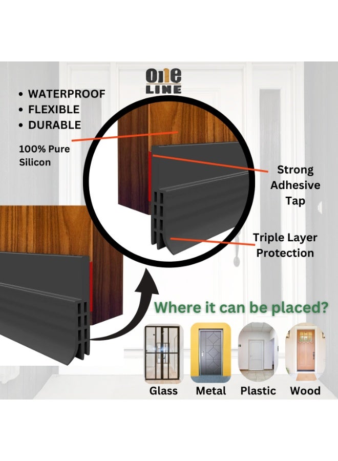 ONELINE Door 3-Layer Bottom Draft Seal Strip Self Adhesive, Under Door Draft Stoppers for Noise Proof, Patio, Dust, Door Insulation  - Image 2