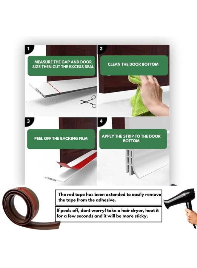 ONELINE Door 3-Layer Bottom Draft Seal Strip Self Adhesive, Under Door Draft Stoppers for Noise Proof, Patio, Dust, Door Insulation  - Image 4