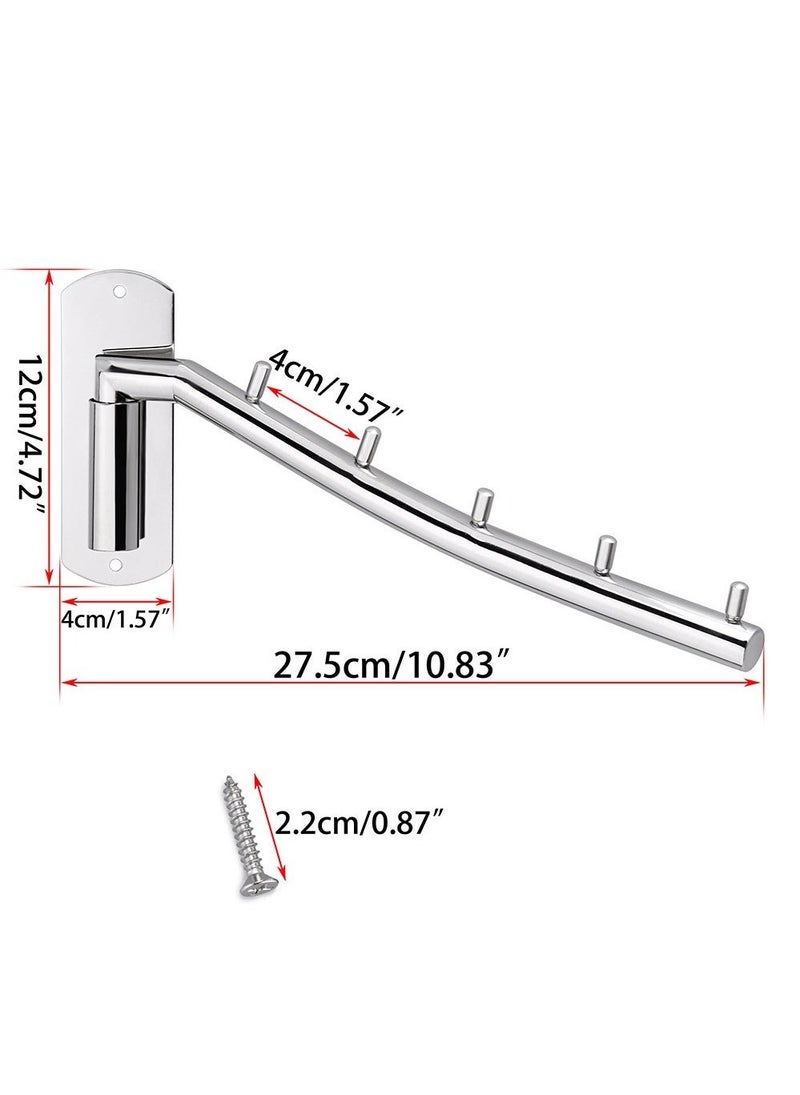 Wall Mounted Clothes Hanger Rack, Stainless Steel Garment Hooks with Swing Arm Holder, Space Saver Clothing and Closet Rod Storage Organizer for Laundry Room Bedrooms Bathrooms - Image 5