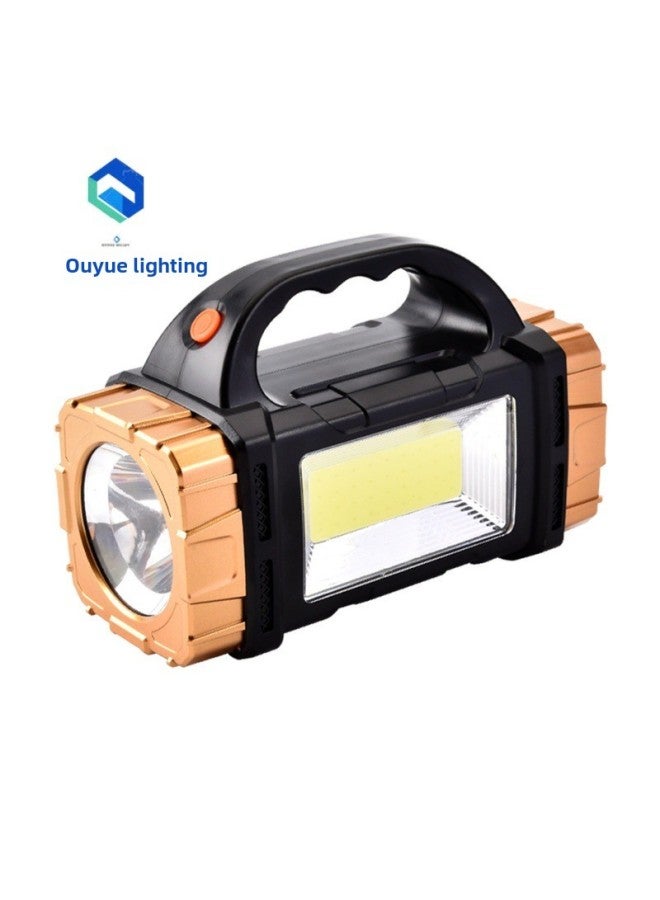 Multifunctional Portable Lamp Flashlight Outdoor Solar Rechargeable LED Lighting Portable Searchlight-Color:2289 Portable Lamp SilverWith Red And Blue Flash  - Image 2