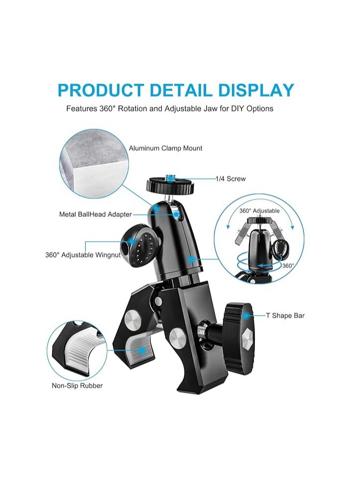 جرين تايجر مشبك كاميرا مثبت على الكمبيوتر اللوحي من الألومنيوم، حامل الكمبيوتر اللوحي بمشبك المقود للدراجات النارية، الدراجة، السكوتر، عربة الأطفال، عربة الجولف، الكرسي المتحرك لجهاز iPad Pro 12.9، Air، Mini، iPhone، أجهزة 4.7-13 بوصة - Image 2