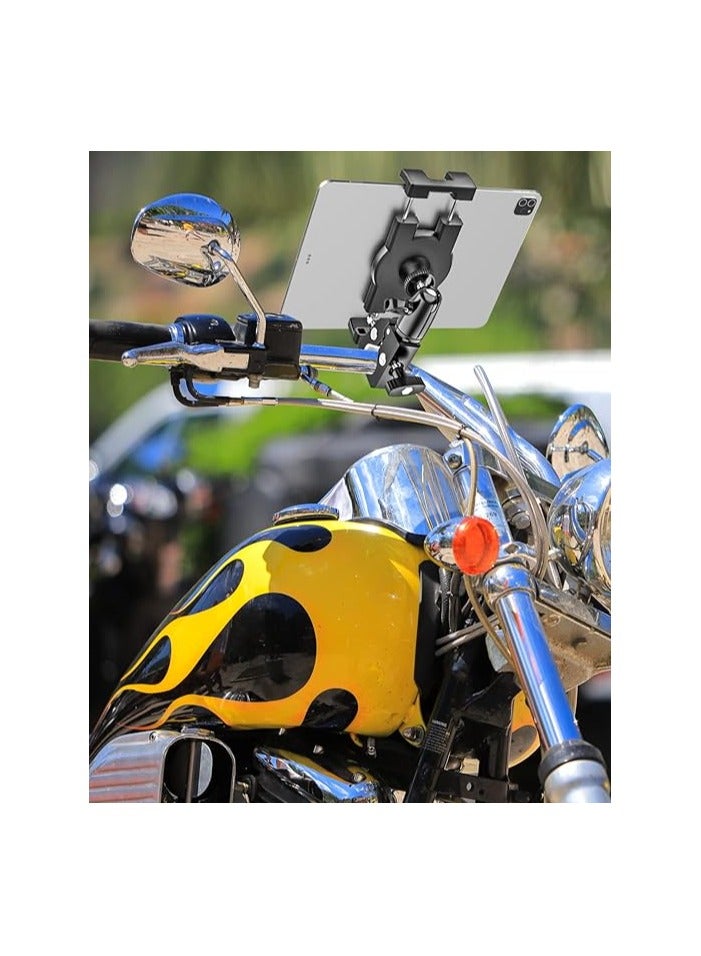 جرين تايجر مشبك كاميرا مثبت على الكمبيوتر اللوحي من الألومنيوم، حامل الكمبيوتر اللوحي بمشبك المقود للدراجات النارية، الدراجة، السكوتر، عربة الأطفال، عربة الجولف، الكرسي المتحرك لجهاز iPad Pro 12.9، Air، Mini، iPhone، أجهزة 4.7-13 بوصة - Image 4