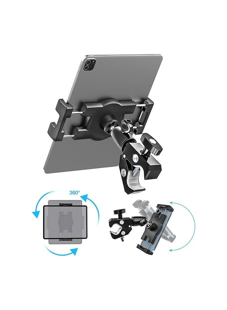 جرين تايجر مشبك كاميرا مثبت على الكمبيوتر اللوحي من الألومنيوم، حامل الكمبيوتر اللوحي بمشبك المقود للدراجات النارية، الدراجة، السكوتر، عربة الأطفال، عربة الجولف، الكرسي المتحرك لجهاز iPad Pro 12.9، Air، Mini، iPhone، أجهزة 4.7-13 بوصة - Image 3