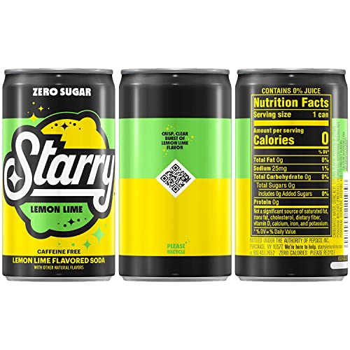 Starry Zero Sugar Lemon Lime Soda, Caffeine Free, Mini Cans, 7.5 Ounce (Pack of 10) - Image 3
