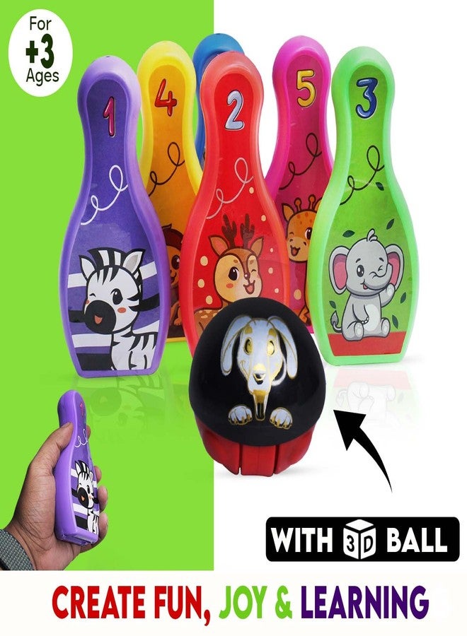 فولي مجموعة ألعاب بولينج مطبوعة برسومات كرتونية بالكامل، تتضمن 6 دبابيس وكرة واحدة، لعبة بولينج للأطفال من الجنسين | لعبة رياضية داخلية وخارجية، هدية مثالية لأعياد ميلاد الأطفال - Image 3