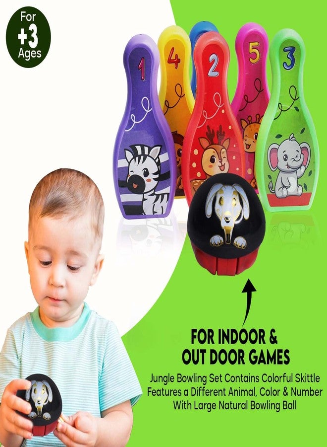 فولي مجموعة ألعاب بولينج مطبوعة برسومات كرتونية بالكامل، تتضمن 6 دبابيس وكرة واحدة، لعبة بولينج للأطفال من الجنسين | لعبة رياضية داخلية وخارجية، هدية مثالية لأعياد ميلاد الأطفال - Image 5