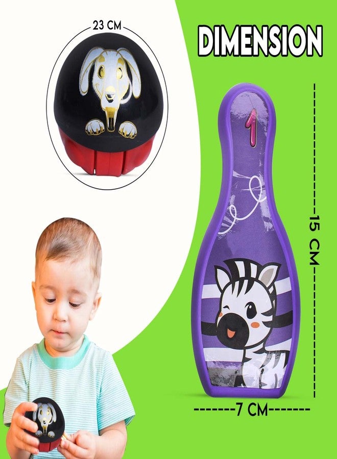 فولي مجموعة ألعاب بولينج مطبوعة برسومات كرتونية بالكامل، تتضمن 6 دبابيس وكرة واحدة، لعبة بولينج للأطفال من الجنسين | لعبة رياضية داخلية وخارجية، هدية مثالية لأعياد ميلاد الأطفال - Image 2