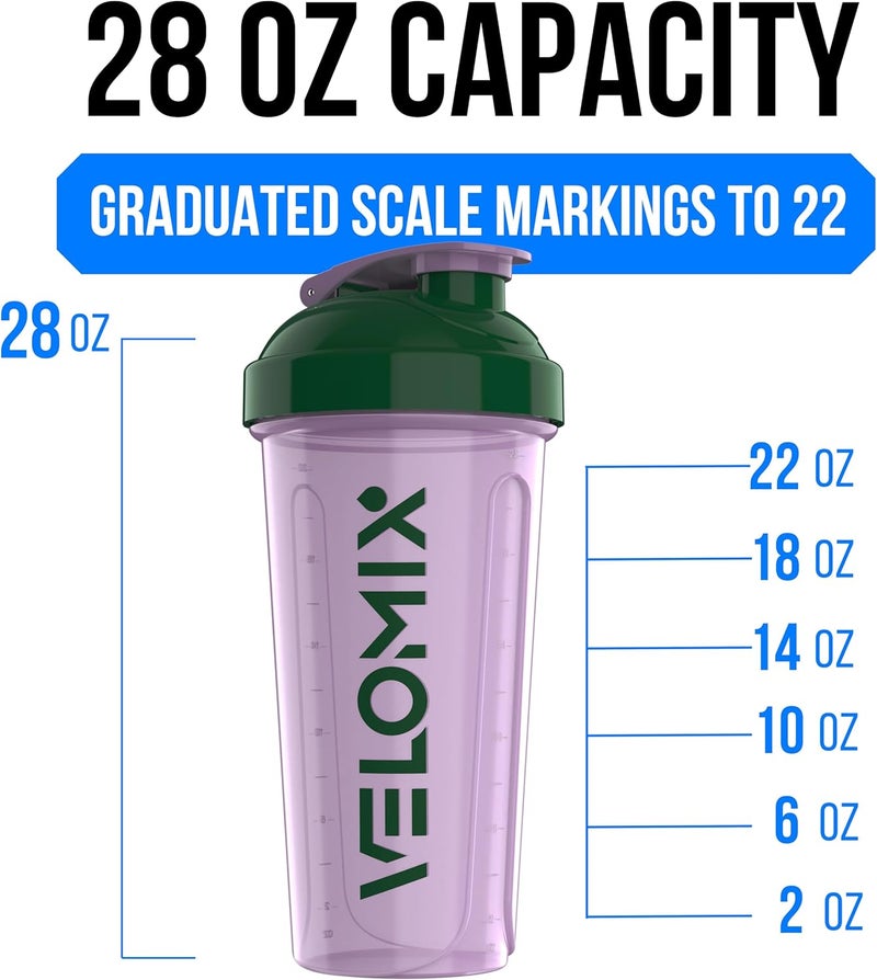 VELOMIX -2 Pack- 28 oz Protein Shaker Bottles for Protein Mixes - 2x Wire Whisk | Leak Proof Shaker Cups for Protein Shakes | Protein Shaker Bottle Pack (Flower Set) - Image 4