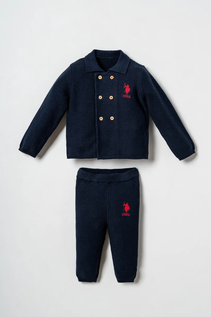 يو اس بولو اسن U.S. Polo Assn. Baby Boys Navy Blue Two Piece Set